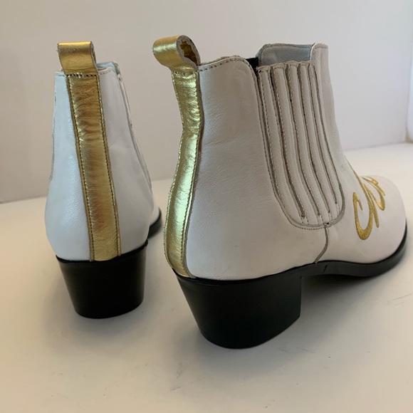 Modern Vice Chic Shit White Embroidered Boot Sz 8 B21/1 - Picture 6 of 15